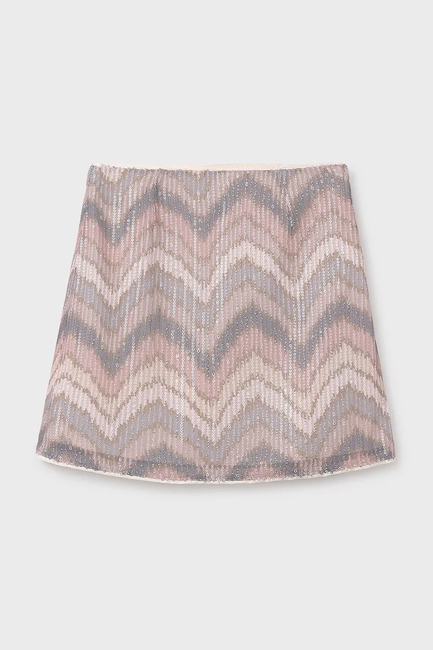 Dievčenská sukňa Mayoral béžová farba, mini, rovný strih, 7903