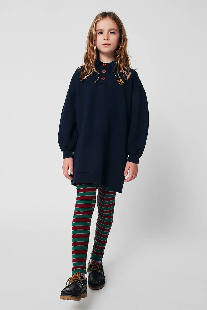 Dievčenské bavlnené šaty Bobo Choses Clover tmavomodrá farba, mini, oversize, 225AC088