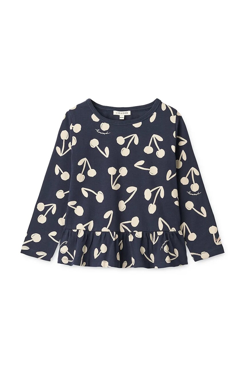 Detská bavlnená košeľa s dlhým rukávom Liewood Margit Printed Longsleeve T-shirt tmavomodrá farba, LW20212