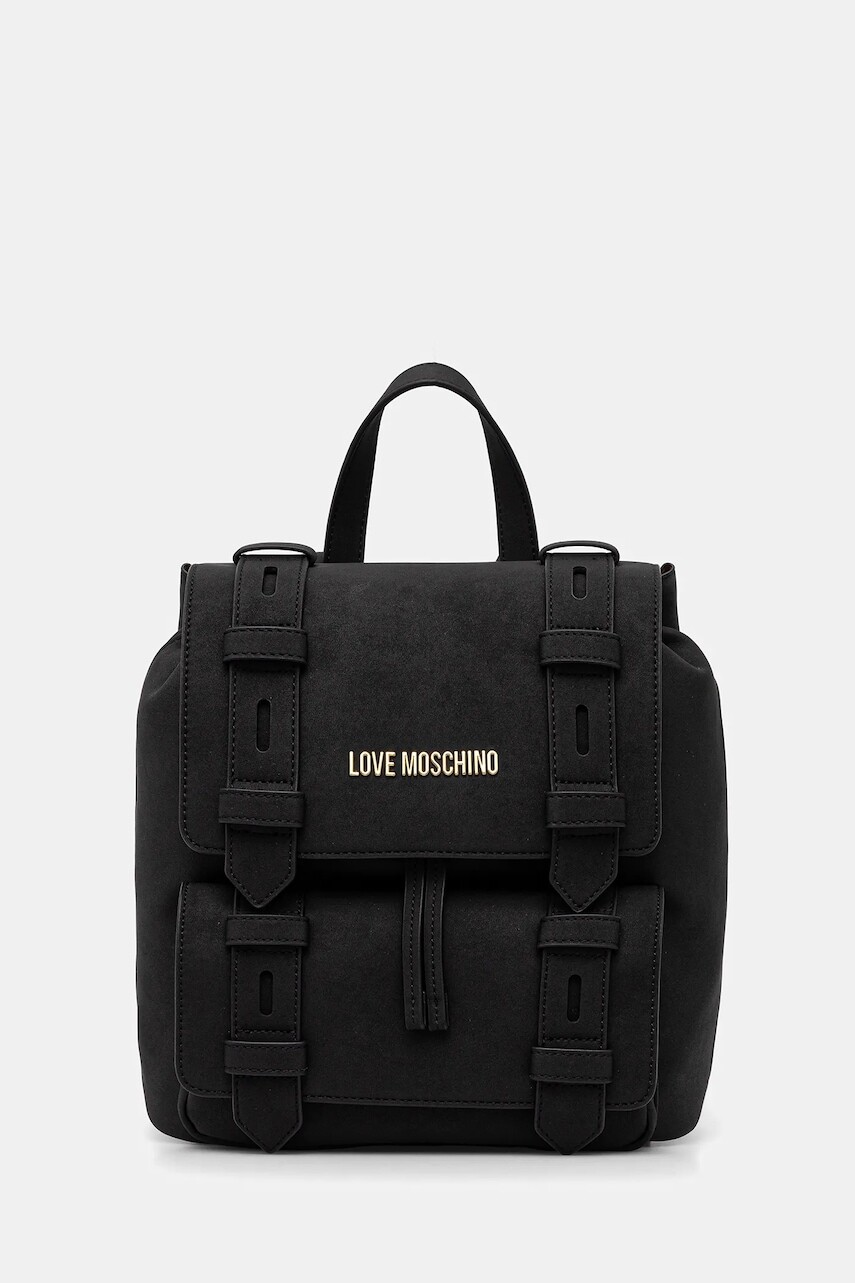 Ruksak Love Moschino dámsky, čierna farba, malý, jednofarebný, JC4172PP1NLB0000