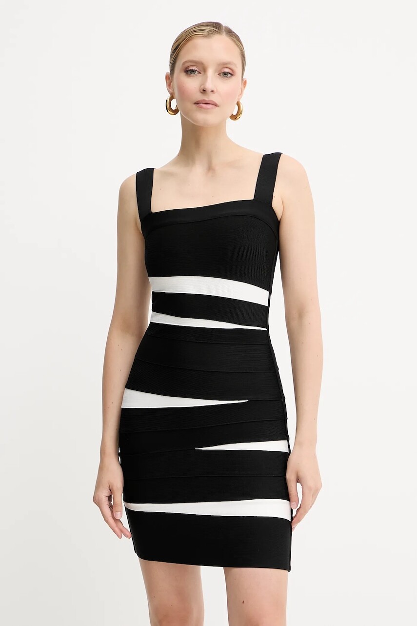 Šaty Herve Leger Eve čierna farba, mini, priliehavé, HLT8524993