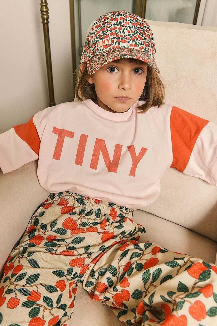 Detské bavlnené tričko Tinycottons TINY COLOR BLOCK TEE ružová farba, s potlačou, AW25-264