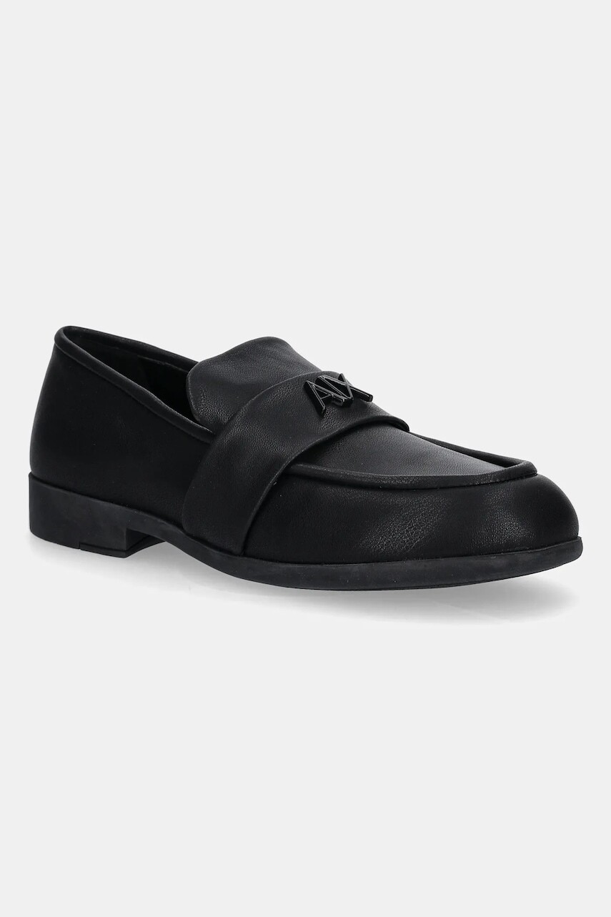 Mokasíny Armani Exchange čierna farba, na plochom podpätku, XW001635 AF13876 UC001