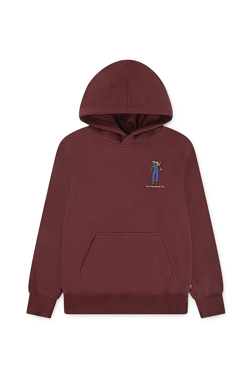 Detská mikina Levi's SADDLE MAN HOODIE bordová farba, s kapucňou, jednofarebná, 9EN717