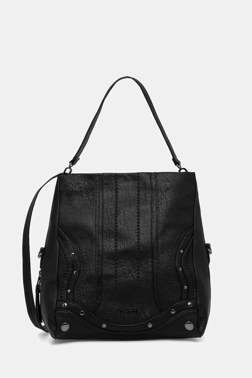 Kabelka Desigual EMBRO PATCH LOVERTY B čierna farba, 25WAXPAA