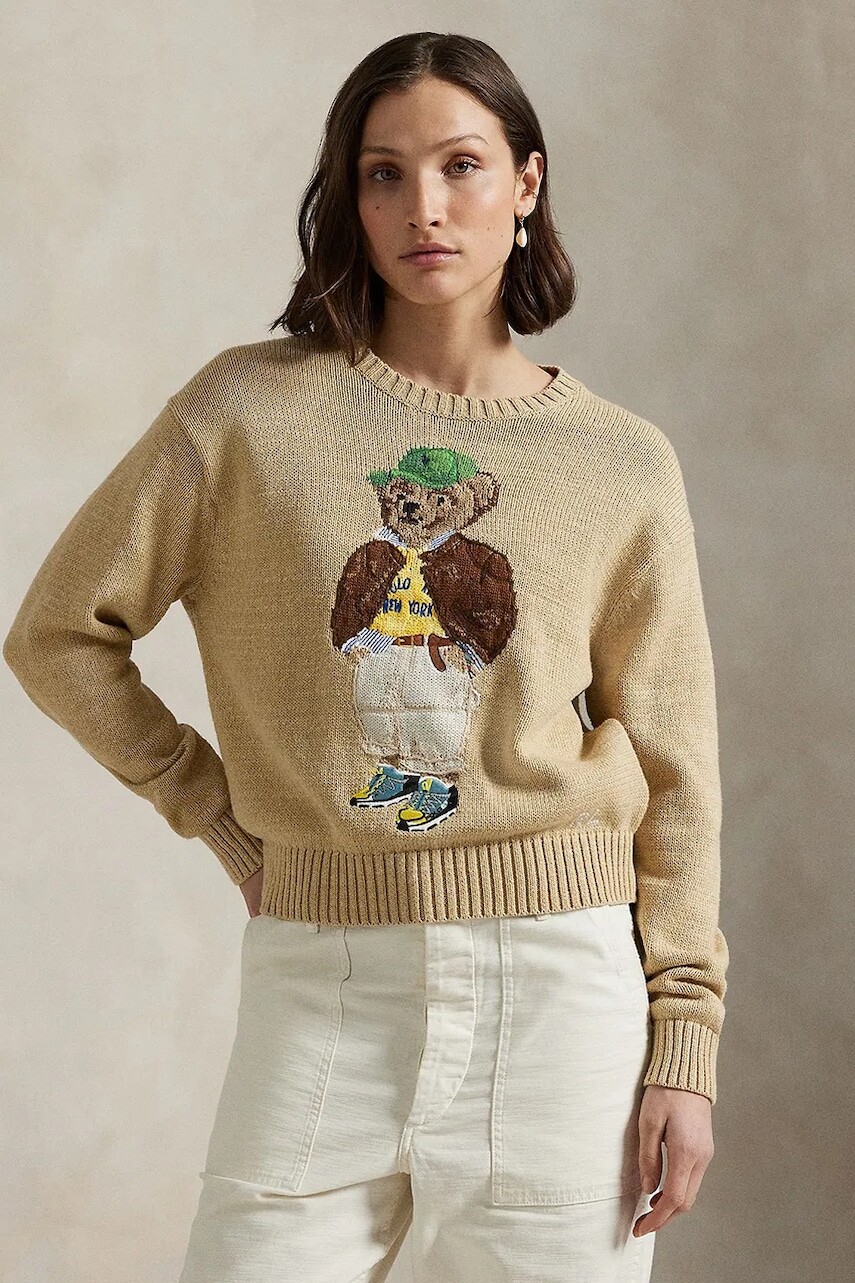 Bavlnený sveter Polo Ralph Lauren béžová farba, ľahký, 211972121