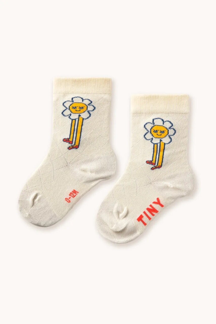 Detské ponožky Tinycottons DAISIES MEDIUM HEIGHT SOCKS béžová farba, AW25-503