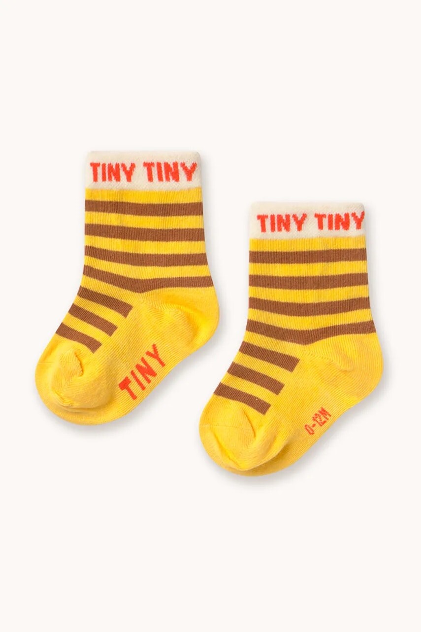 Detské ponožky Tinycottons STRIPES SHORT HEIGHT SOCKS žltá farba, AW25-487