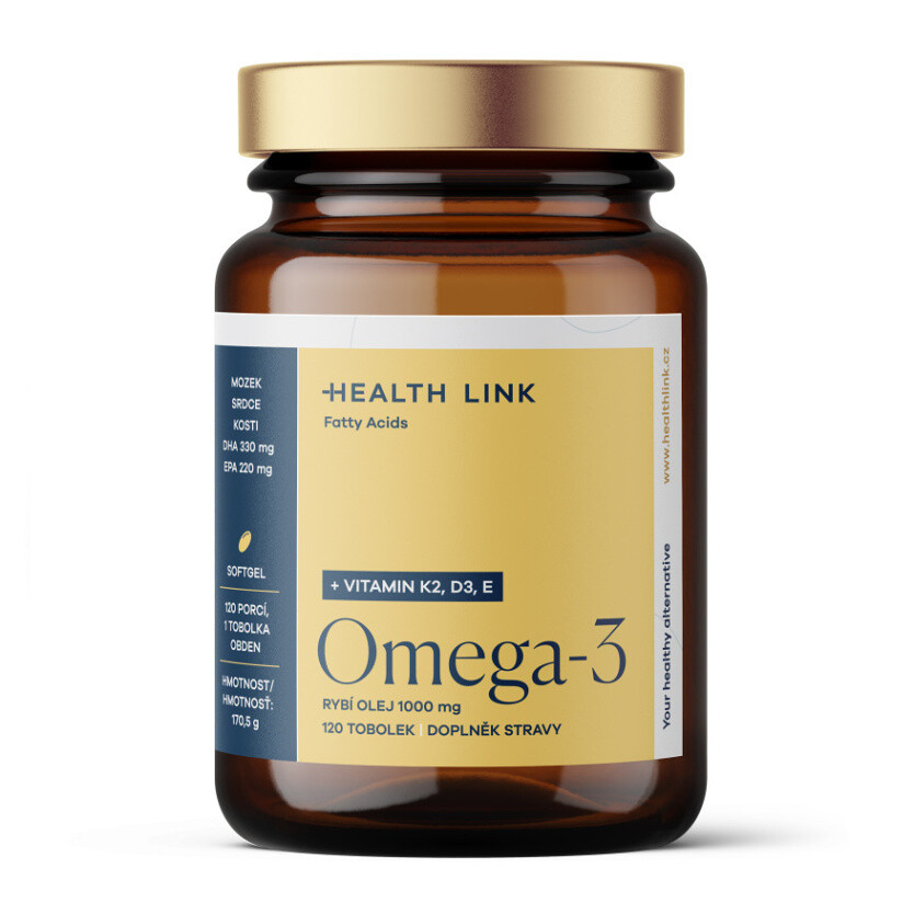 HEALTH LINK Omega3 rybí olej 1000 mg + vitamín K2 + D3 + E 120 kapsúl