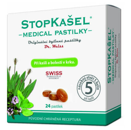 DR. WEISS Stopkašeľ medical 24 pastiliek, poškodený obal