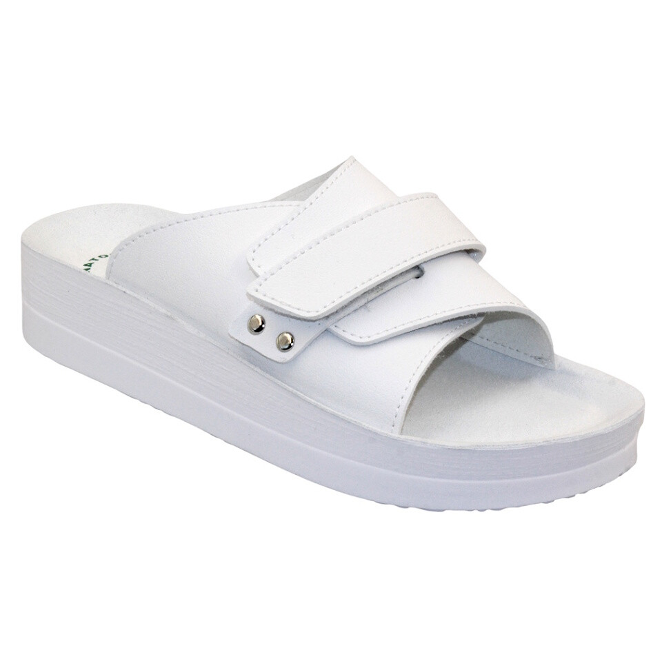 SANTÉ Birke Comfort dámske biele zdravotné šľapky na suchý zips 1 pár, Veľkosť obuvi: 37