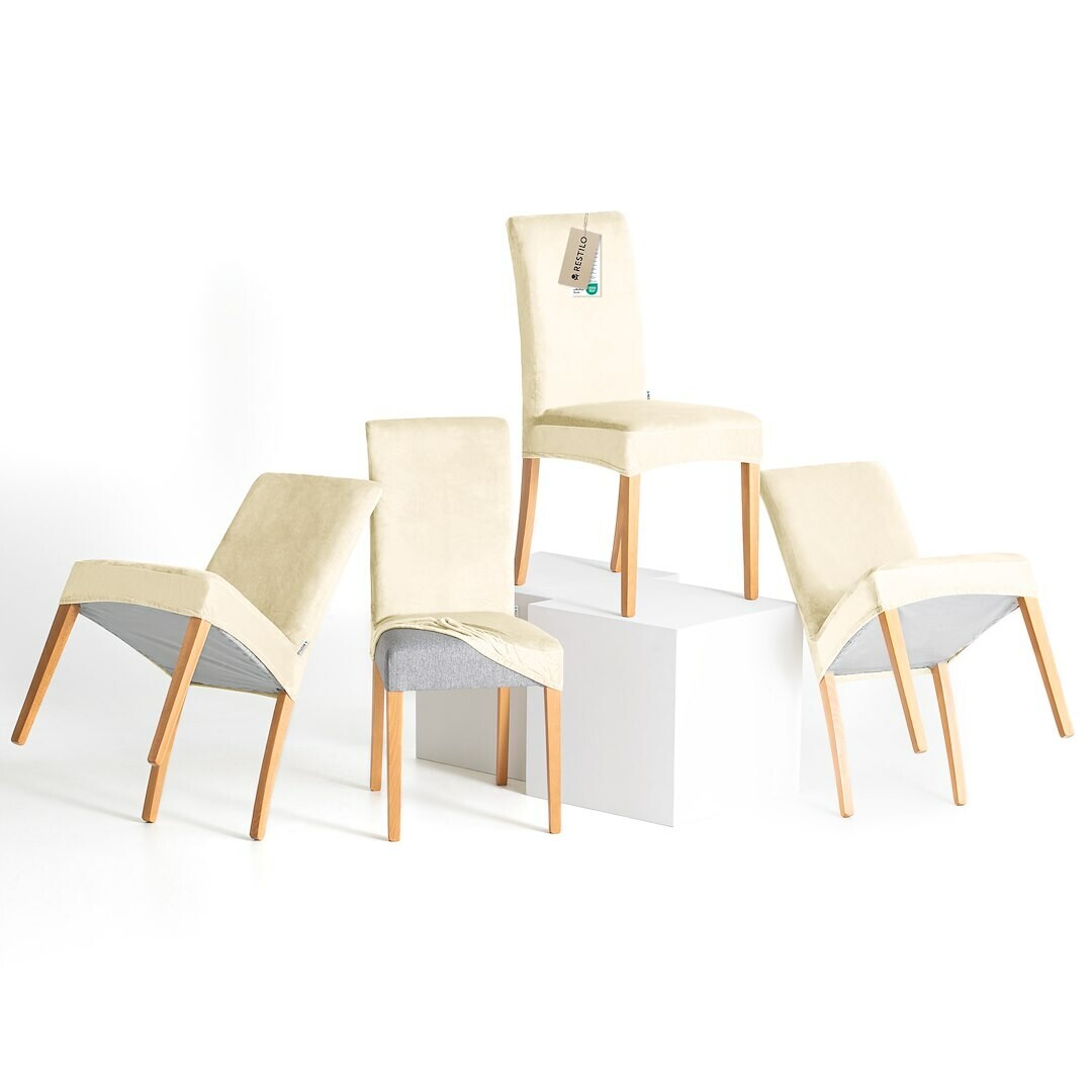 Restilo Napínací potah na židli Sento krémová, 48x 48 x 58 + 10 cm, sada 4 ks