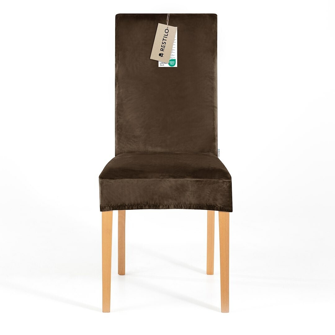 Restilo Napínací potah na židli Sento tmavě hnědá,48 x 48 x 58 + 10 cm