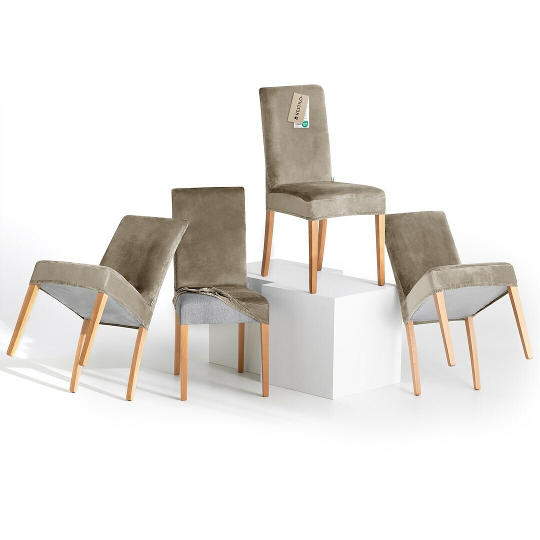 Restilo Napínací potah na židli Sento béžová, 48 x48 x 58 + 10 cm, sada 4 ks