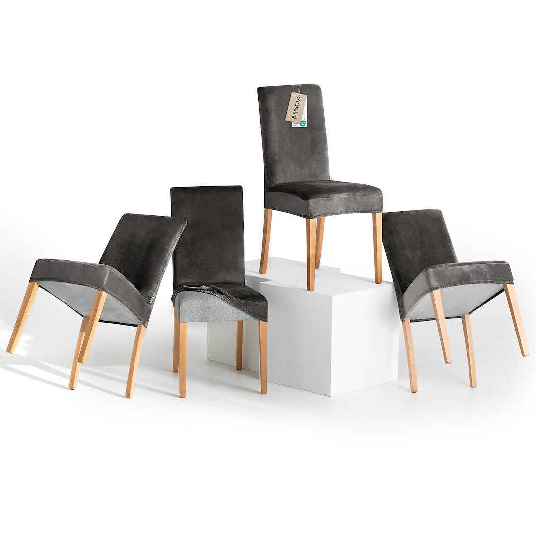 Restilo Napínací potah na židli Sento tmavě šedá,48 x 48 x 58 + 10 cm, sada 4 ks