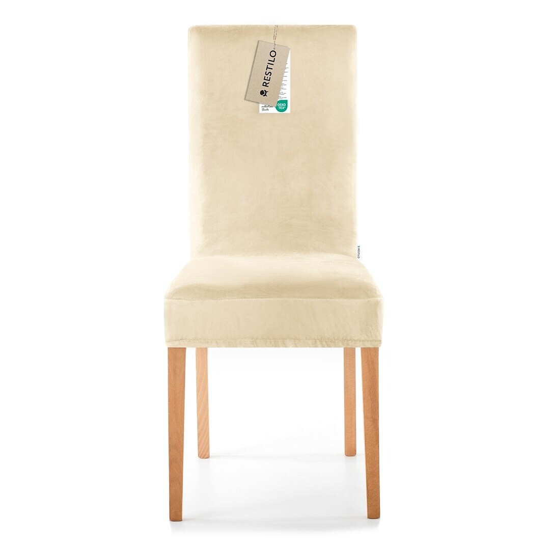 Restilo Napínací potah na židli Sento svetlobéžová, 48 x 48 x 58 + 10 cm