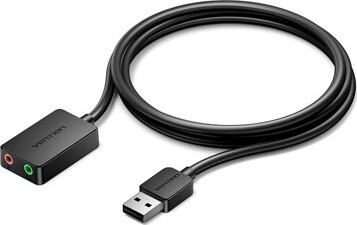 Vention 2-port USB External Sound Card 1M Black
