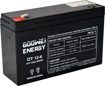 GOOWEI ENERGY Bezúdržbový olovený akumulátor AGM OT12-6 F1, 6 V, 12 Ah