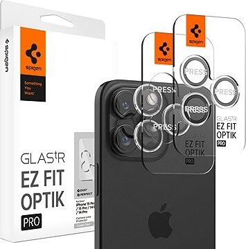Spigen Glass tR EZ Fit Optik Pro 2 Pack Crystal Clear iPhone 16 Pro/15 Pro/16 Pro Max/15 Pro Max