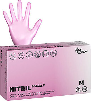 ESPEON Nitril Sparkle perleťově růžové vel. M, 100 ks