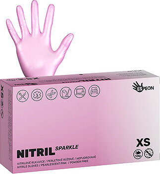 ESPEON Nitril Sparkle perleťově růžové vel. XS, 100 ks