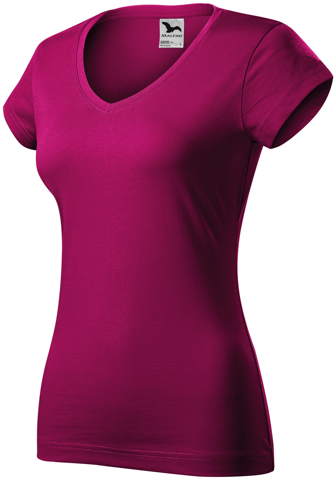 Dámske tričko s V-výstrihom zúžené, fuchsia red, XS