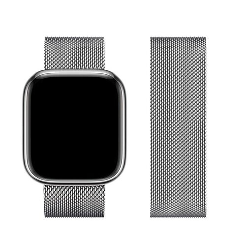 Remienok Forcell Milánsky ťah Apple Watch 42/44/45/49mm, nehrdzavejúca oceľ - strieborné
