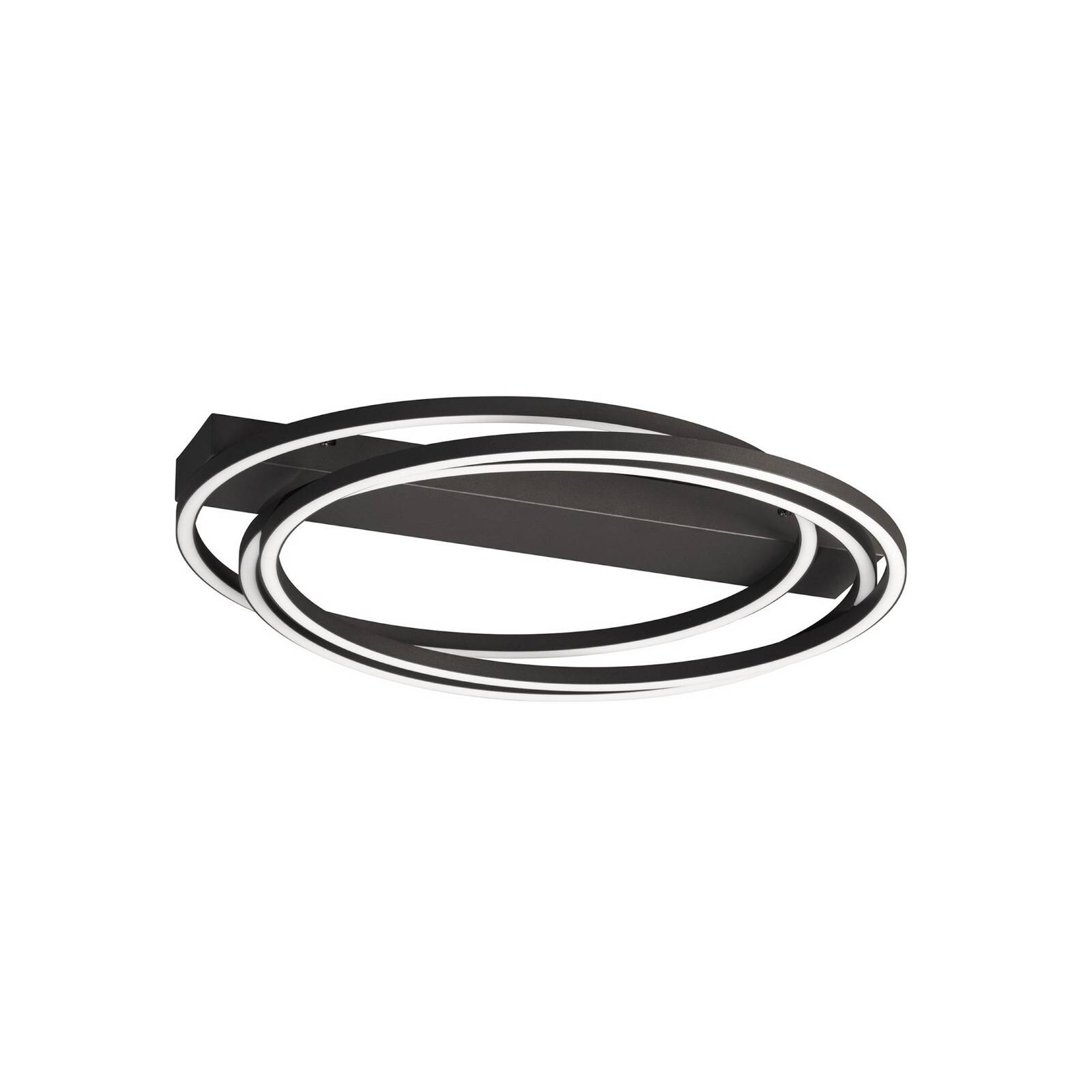 Stropné LED svetlo Kiku, Ø 56 cm, pieskovo čierne, kov, CCT