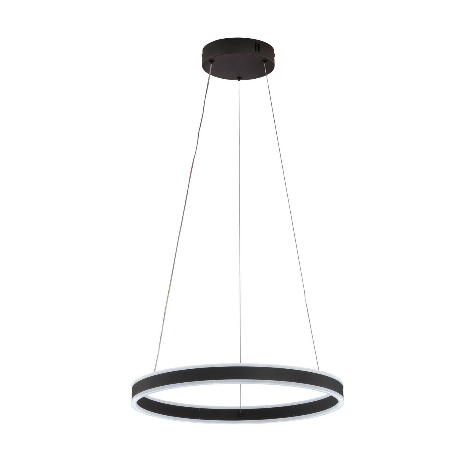 LED závesné svietidlo Sirko, Ø 50 cm, pieskovo čierne, kov, CCT