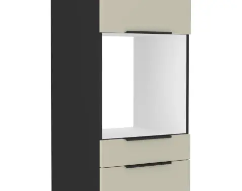 Vysoká skriňa pre vstavanú rúru Arona, 60 cm, kašmírová/čierna%