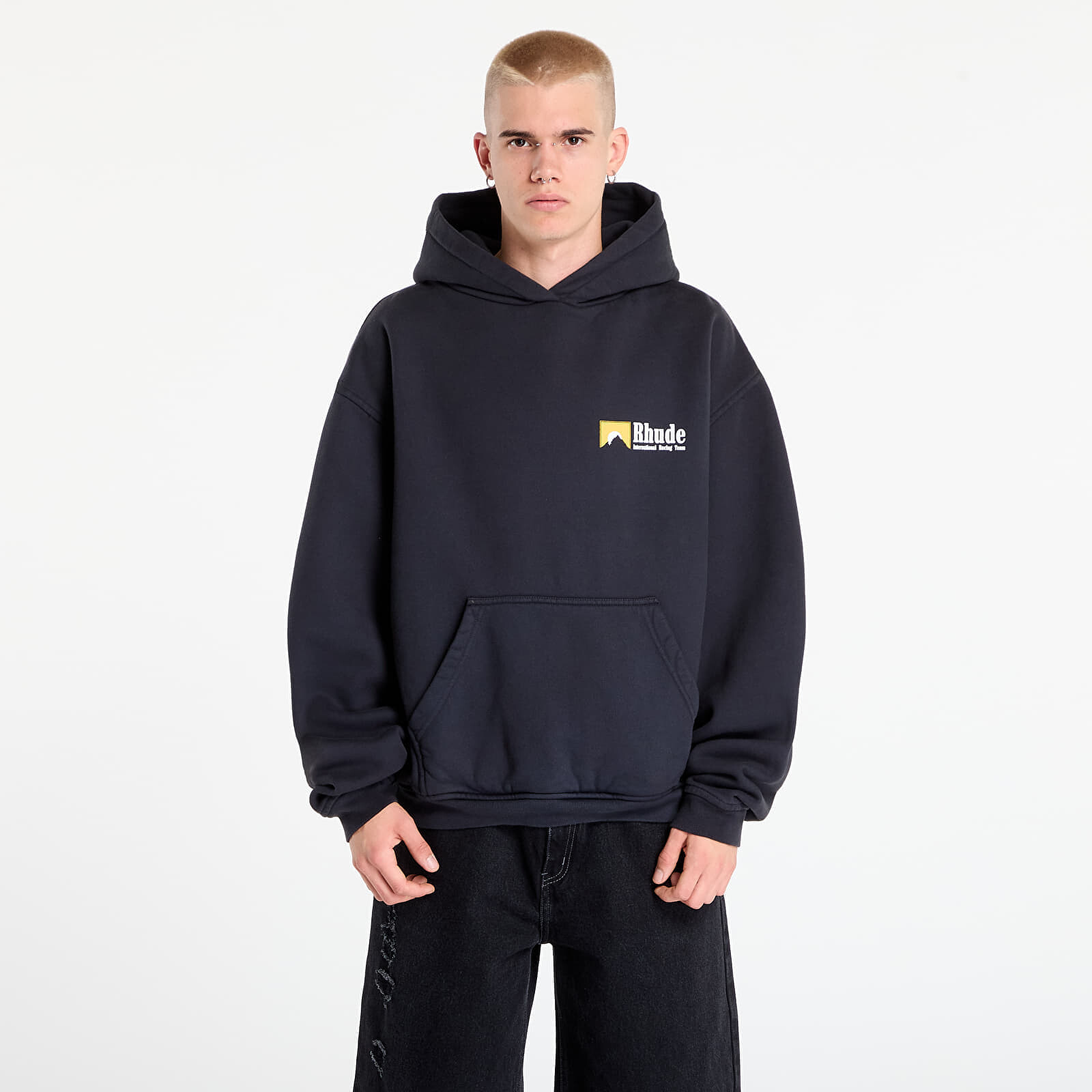 Mikina Rhude International Racing Logo Hoodie Vintage Black L