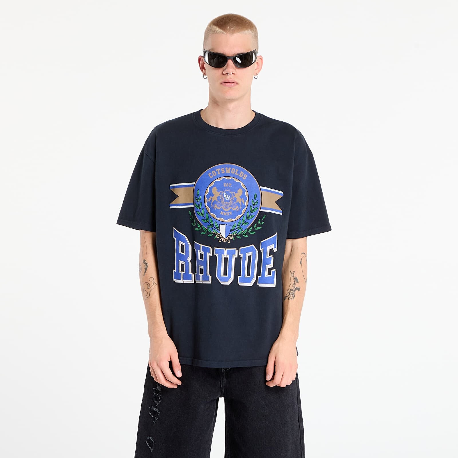 Tričko Rhude Cotswold Crest Tee Vintage Black L