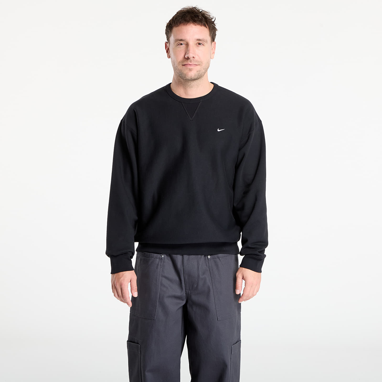 Mikina Nike Solo Swoosh Men's Fleece Crew Black/ White L