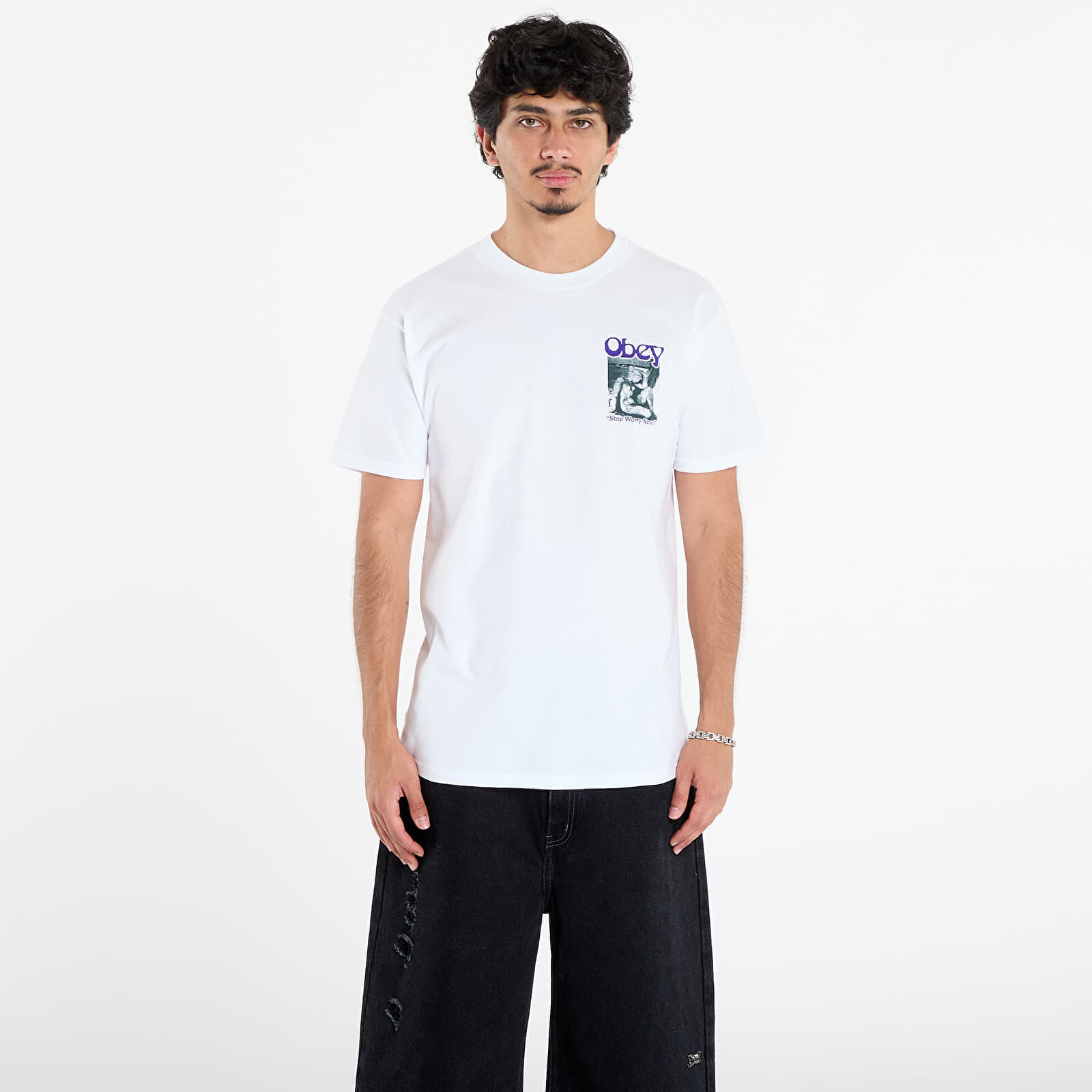 Tričko OBEY Stop Worry Now T-Shirt White L