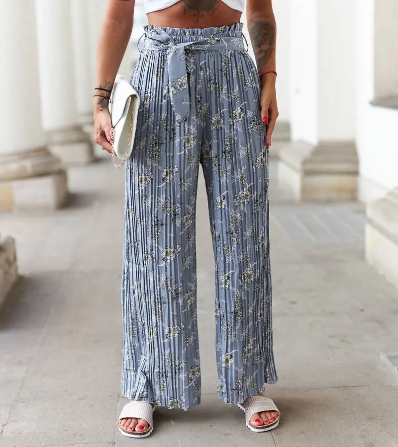 Gemre Modré široké plisované nohavice Manlio