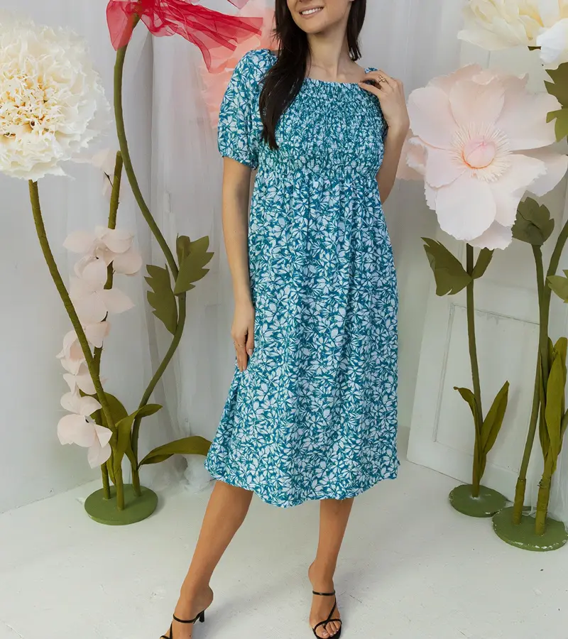 Gemre Tmavozelené šaty s kvetmi Edoardo