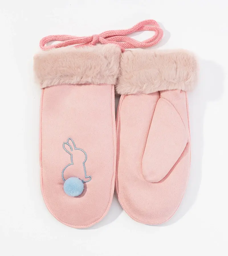 Gemre Ružové rukavice s modrým zajačikom Bannu