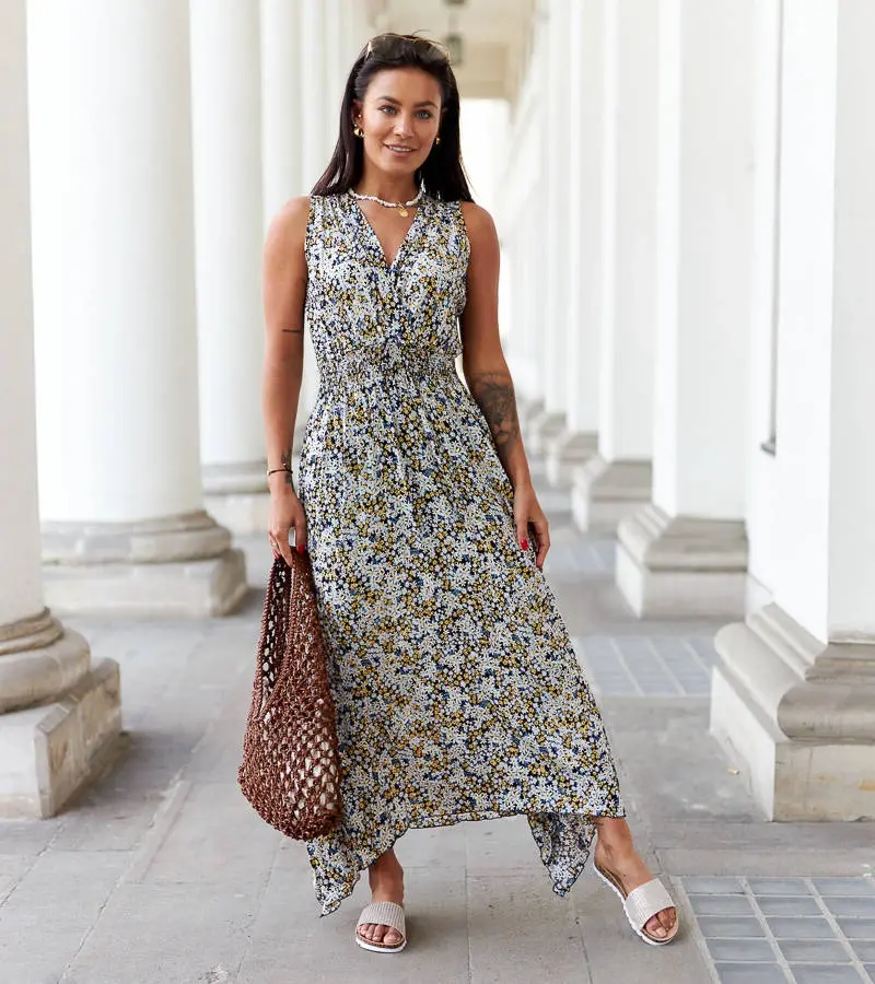 Gemre Námornícky modré kvetinové šaty Napolitano