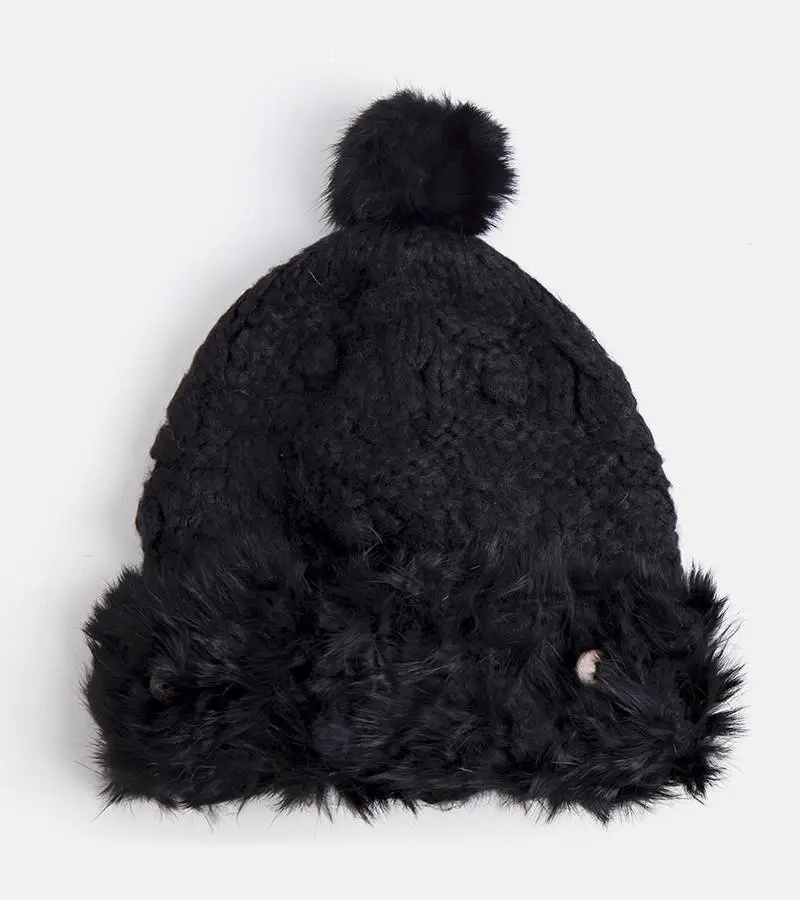 Gemre Čierny klobúk s kožušinou Danna