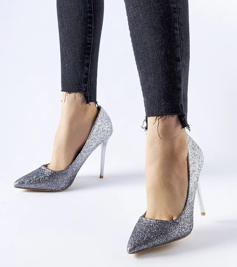 Gemre Strieborné brokátové špilky Covo