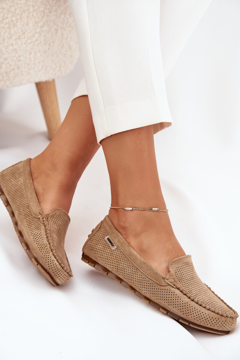 Boto Dámske Ažúrové Mokasíny Z Eko Zamsu Hnedé Amrutia