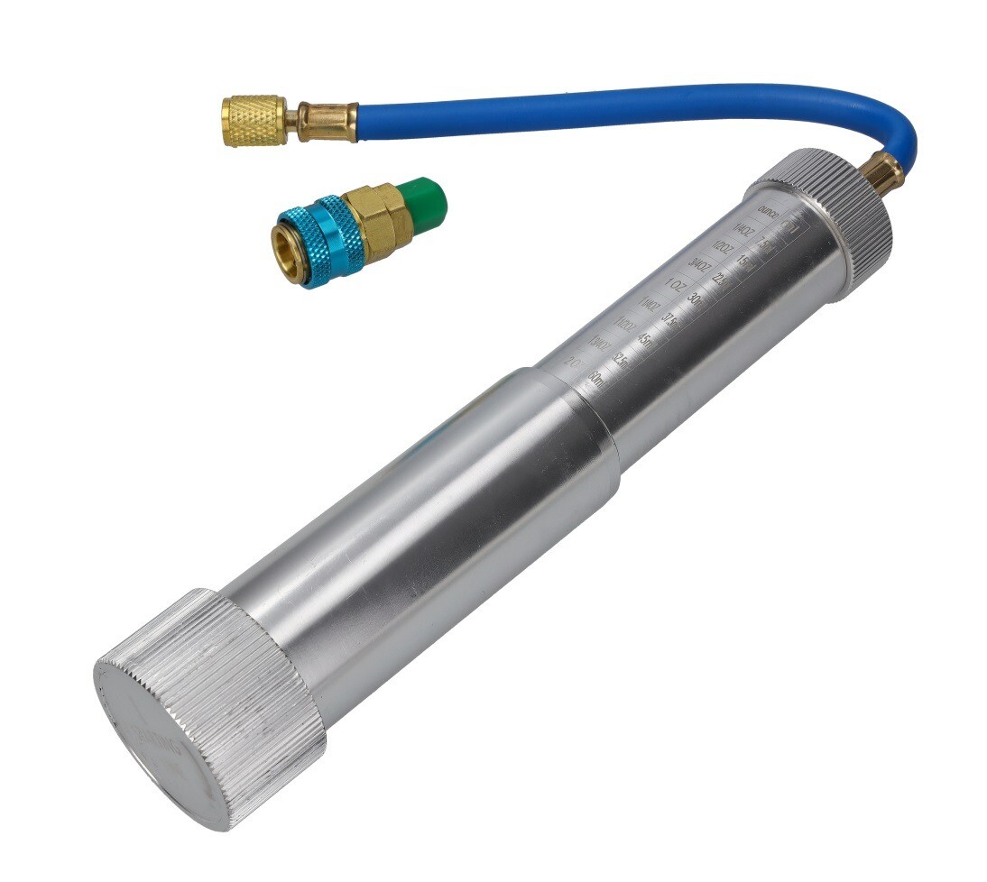 UV dye/oil dispenser with LP quick coupler