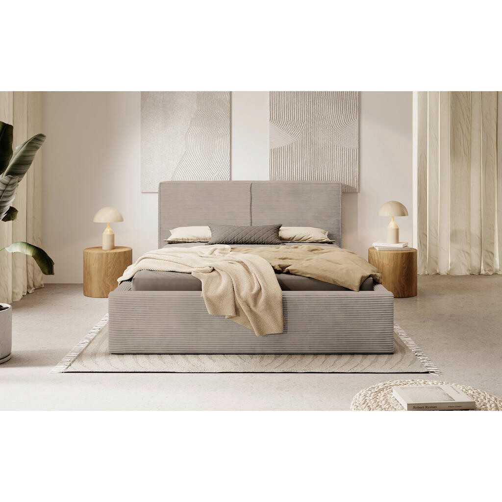 MID.YOU ČALÚNENÁ POSTEĽ, 180/200 cm, svetlohnedá