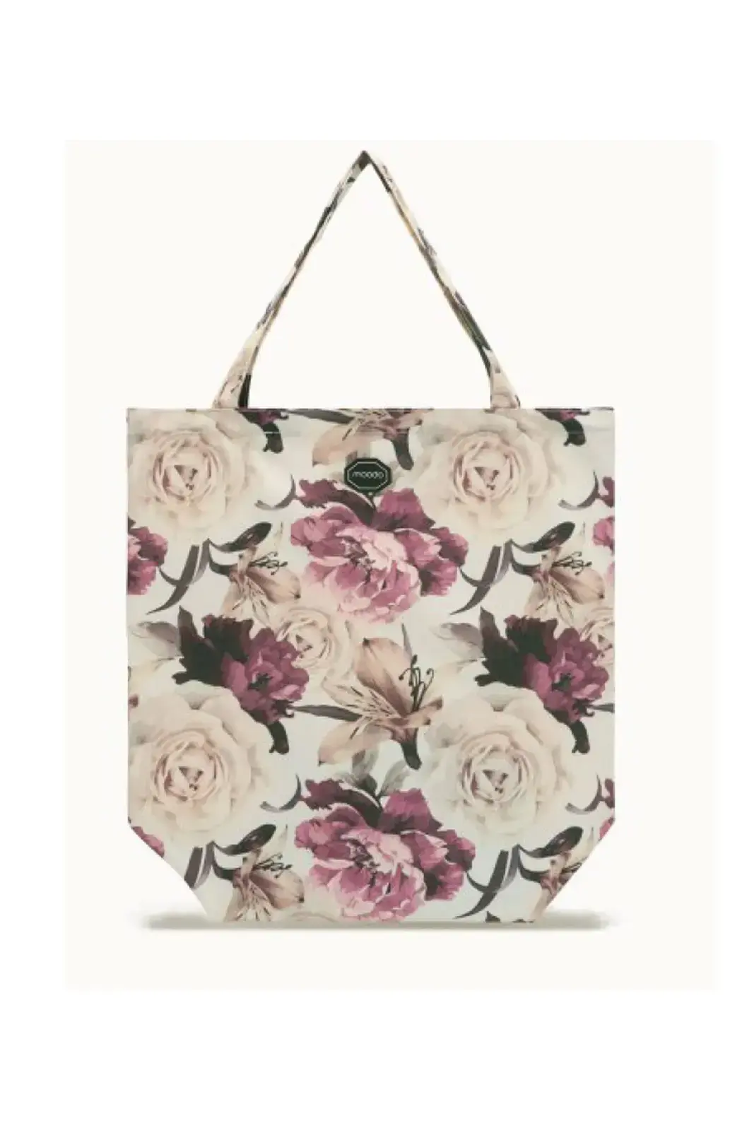 Bavlnená taška s kvetinovým vzorom MOODO - biela