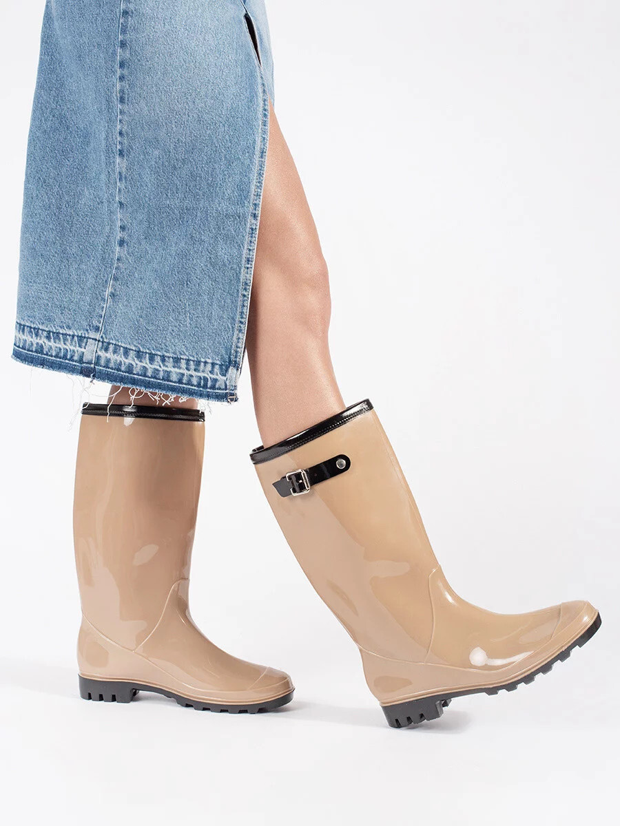 Módne gumové čižmy LMG-01C dámske hnedé - Sweet Shoes 39