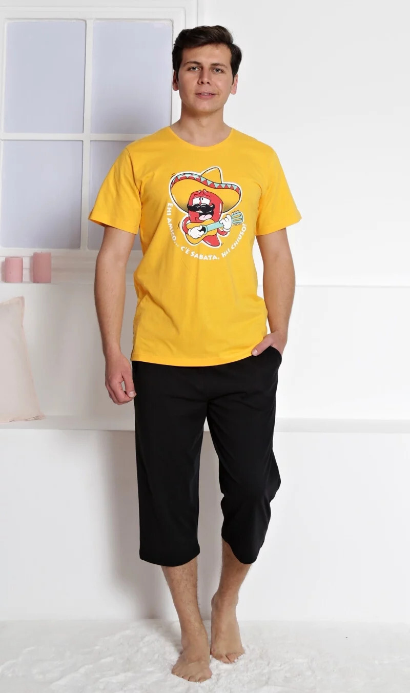 Pánske pyžamo Capri Mexico Yellow s potlačou - Gazzaz L