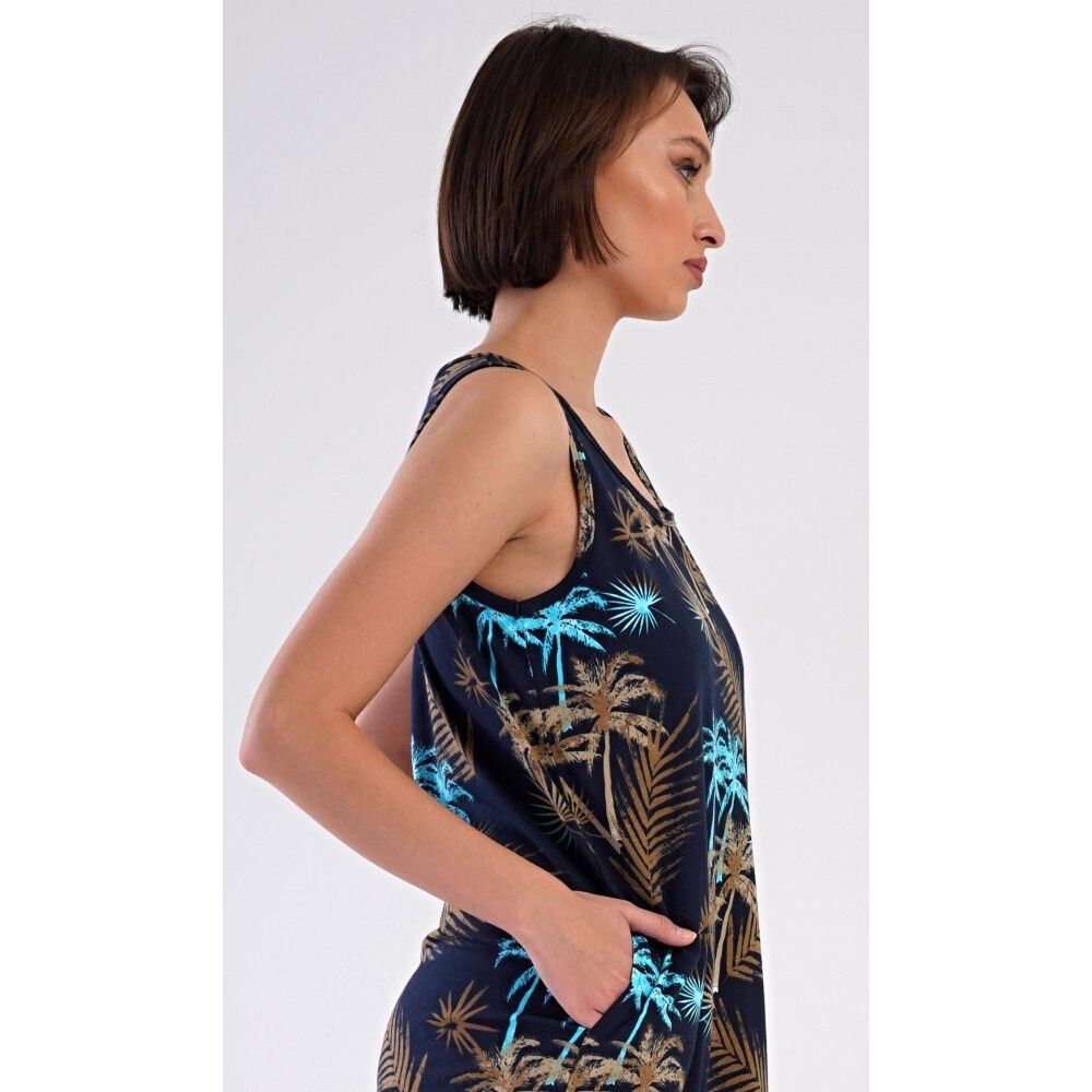 Dámska nočná košeľa Tropicana Dark Blue Pattern - Vienetta S tmavě modrá - vzor