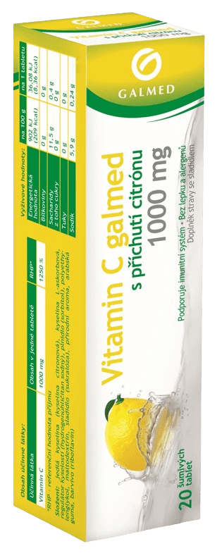 GALMED Vitamín C 1000 mg citrón 20 šumivých tabliet
