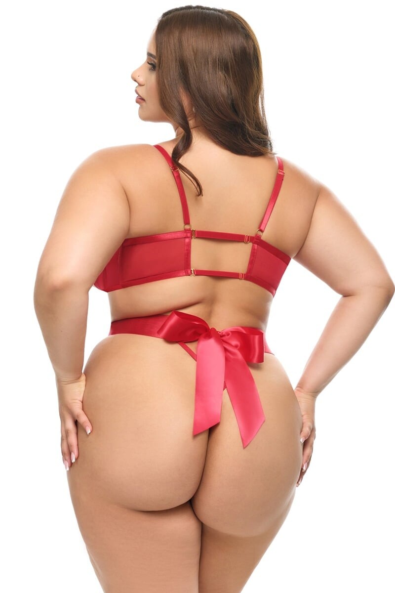 Červené strap body Lace Plus