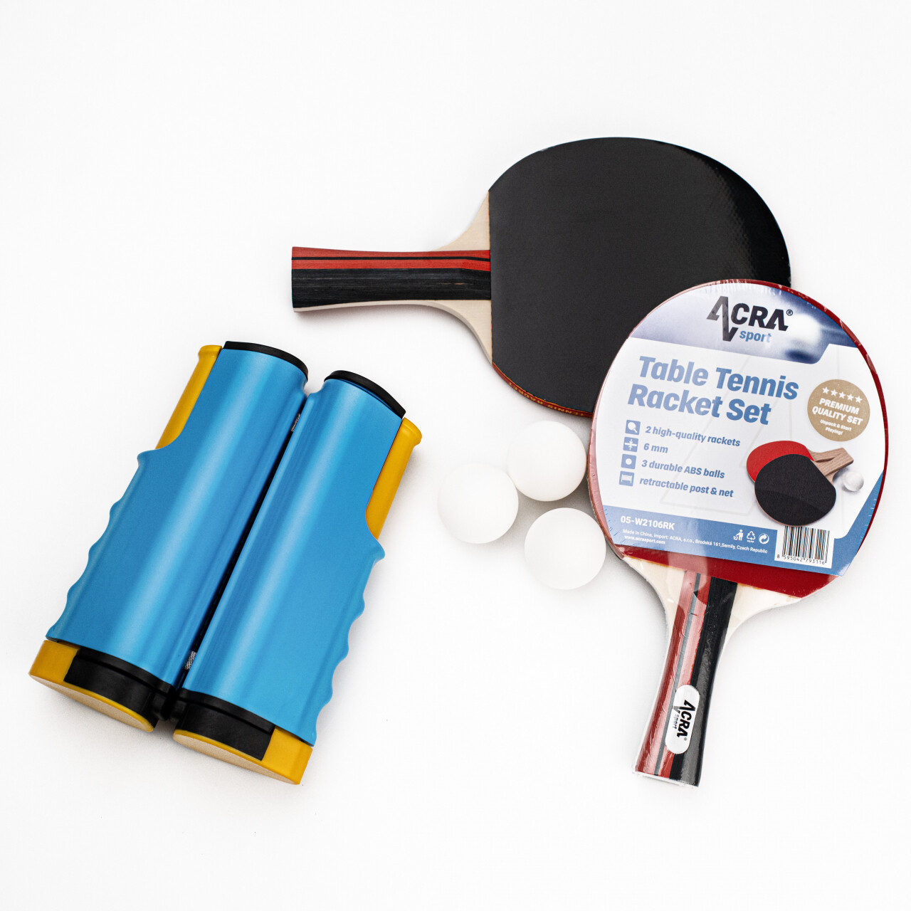 Set na stolný tenis Acra v puzdre (2 rakety, 3 loptičky, sieť)